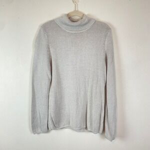 NWT Chico's Gray Metallic Knit Turtleneck Sweater Size 2/ US L Christmas Holiday